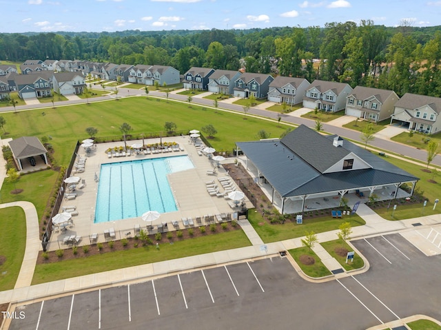 364 Abbots Mill Dr, Raleigh, NC 27603 - aerial perspective of suburban area with a pool area
