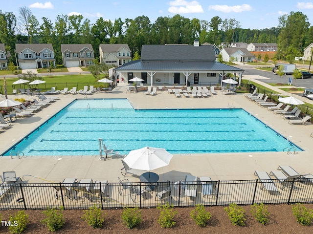 364 Abbots Mill Dr, Raleigh, NC 27603 - community pool with a patio area and a residential view