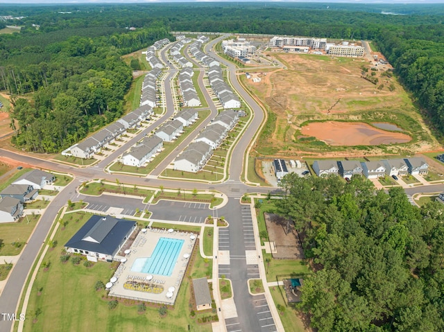 364 Abbots Mill Dr, Raleigh, NC 27603 - aerial view of property's location featuring a pool area and a forest