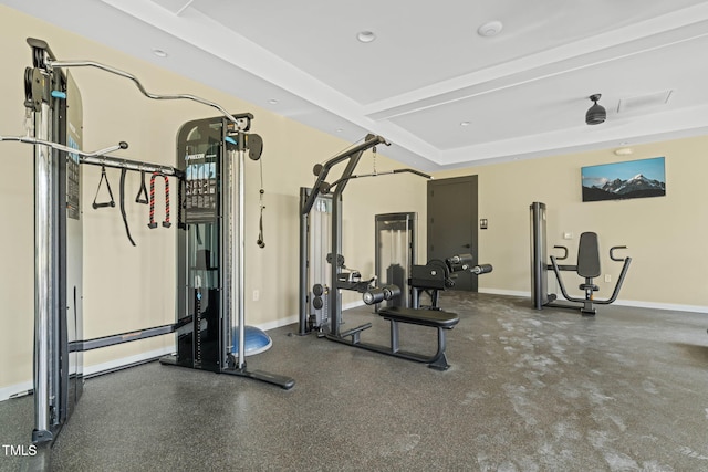 364 Abbots Mill Dr, Raleigh, NC 27603 - exercise room featuring baseboards and recessed lighting