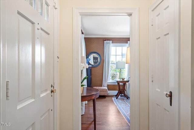 1100 Brooks Ave, Raleigh, NC 27607 - foyer entrance featuring dark wood finished floors and crown molding