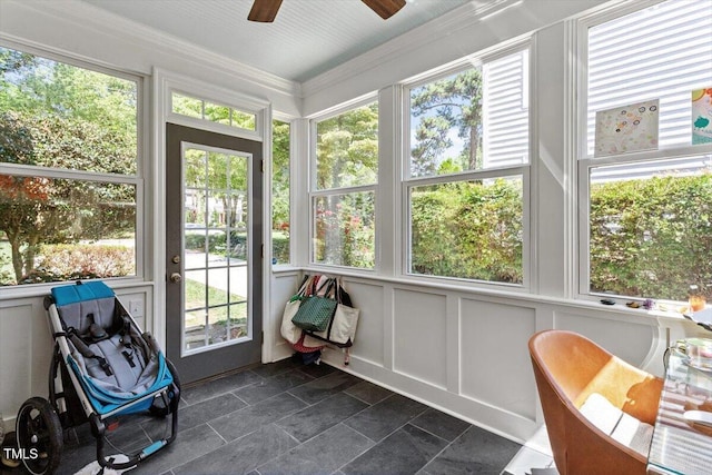 1100 Brooks Ave, Raleigh, NC 27607 - sunroom / solarium featuring a decorative wall, plenty of natural light, and crown molding