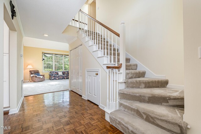 384 Lyndfield Cl W, Pittsboro, NC 27312 - staircase featuring baseboards and recessed lighting