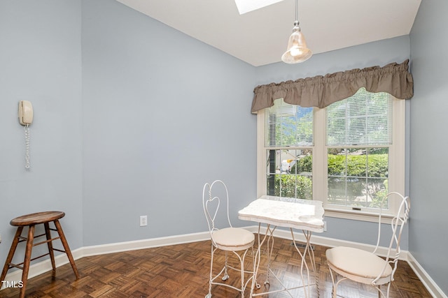 384 Lyndfield Cl W, Pittsboro, NC 27312 - dining space featuring a skylight and baseboards