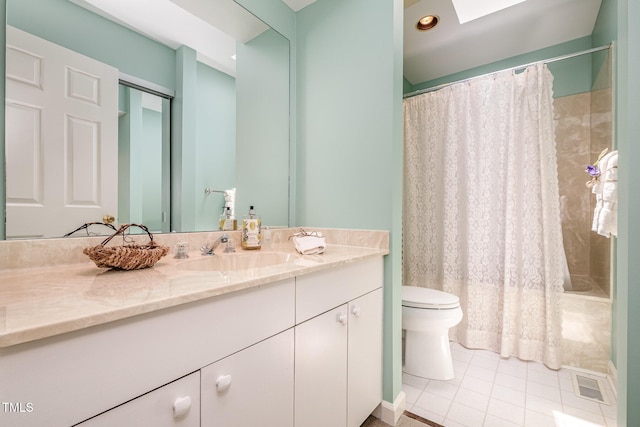 384 Lyndfield Cl W, Pittsboro, NC 27312 - bathroom featuring vanity, tile patterned flooring, and a shower with curtain