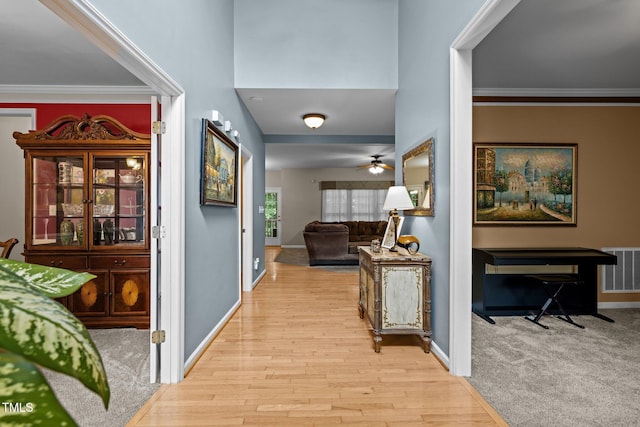 15 Smoketree Ct, Durham, NC 27712 - hall featuring wood finished floors and ornamental molding