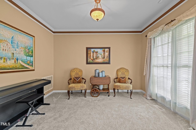 15 Smoketree Ct, Durham, NC 27712 - living area featuring ornamental molding and light carpet