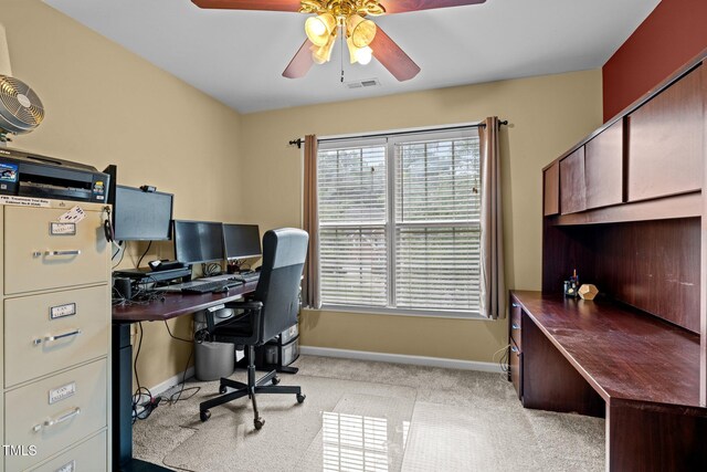 15 Smoketree Ct, Durham, NC 27712 - home office featuring a ceiling fan and light carpet
