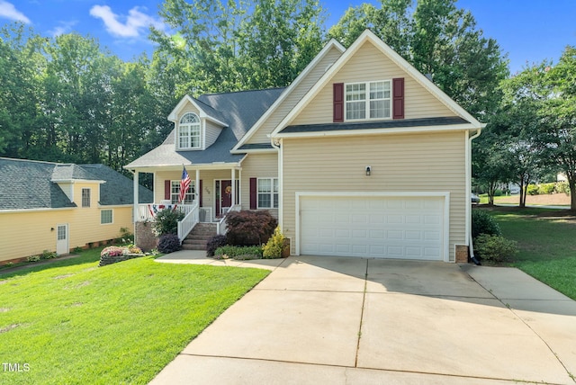 200 Holly Branch Dr, Holly Springs, NC 27540 - view of front of property with a porch, an attached garage, driveway, and a front yard