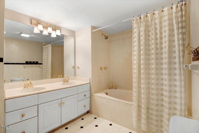125 W Pine St, Pine Level, NC 27568 - full bathroom with shower / tub combo with curtain and double vanity