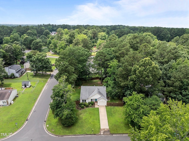 5801 Hadrian Dr, Durham, NC 27703 - aerial view of a heavily wooded area
