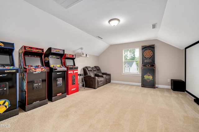 5637 Garnet Meadow Rd, Knightdale, NC 27545 - recreation room featuring carpet floors and vaulted ceiling
