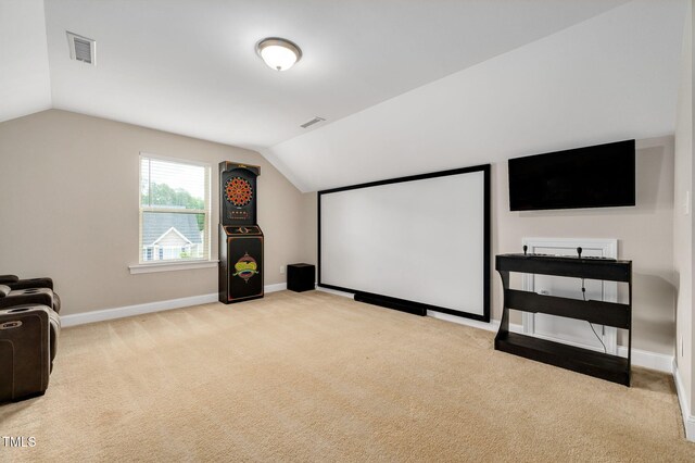 5637 Garnet Meadow Rd, Knightdale, NC 27545 - cinema featuring lofted ceiling and carpet flooring