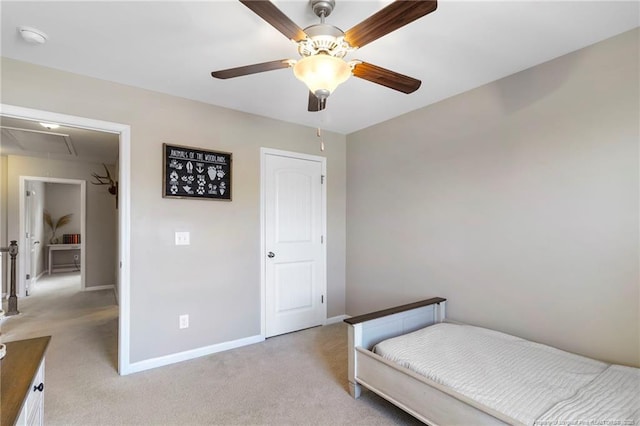 18 Hallow Oak St, Spring Lake, NC 28390 - bedroom featuring attic access, light colored carpet, baseboards, and a ceiling fan