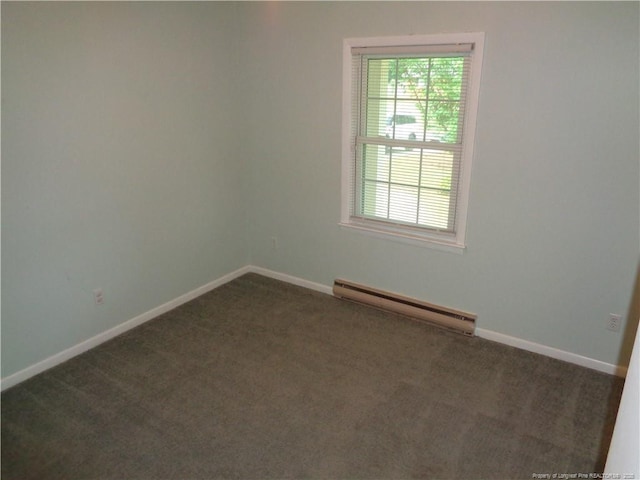 711 Fairview St, Fayetteville, NC 28312 - unfurnished room featuring baseboard heating, dark colored carpet, and baseboards
