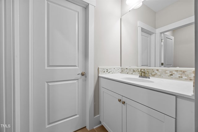 7410 Chouder Ln, Wake Forest, NC 27587 - bathroom featuring vanity and decorative backsplash