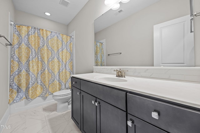 7410 Chouder Ln, Wake Forest, NC 27587 - full bath with vanity, marble look tiles, and shower / bath combo with shower curtain