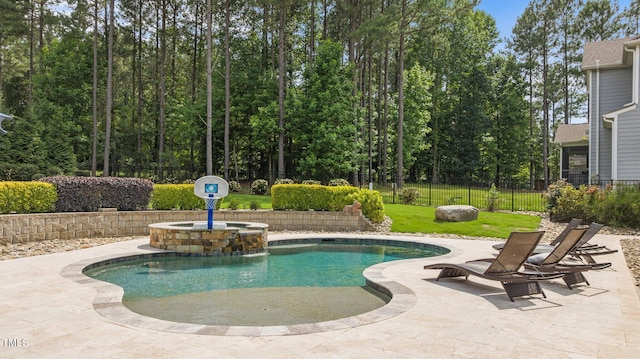7410 Chouder Ln, Wake Forest, NC 27587 - view of pool featuring a patio and a pool with connected hot tub