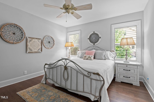 2112 Colin Hill Ct, Wake Forest, NC 27587 - bedroom with multiple windows, dark wood-type flooring, and ceiling fan