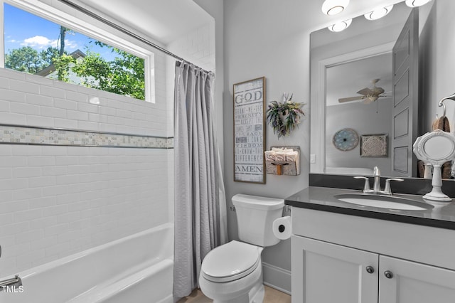 2112 Colin Hill Ct, Wake Forest, NC 27587 - bathroom with vanity, shower / bath combo with shower curtain, and ceiling fan