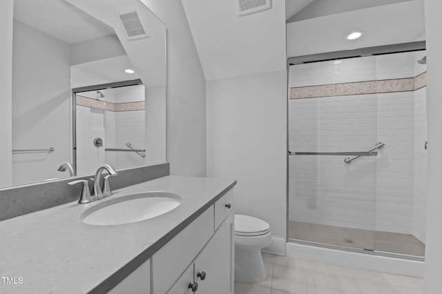 2112 Colin Hill Ct, Wake Forest, NC 27587 - full bathroom with vanity, a shower stall, recessed lighting, and tile patterned floors