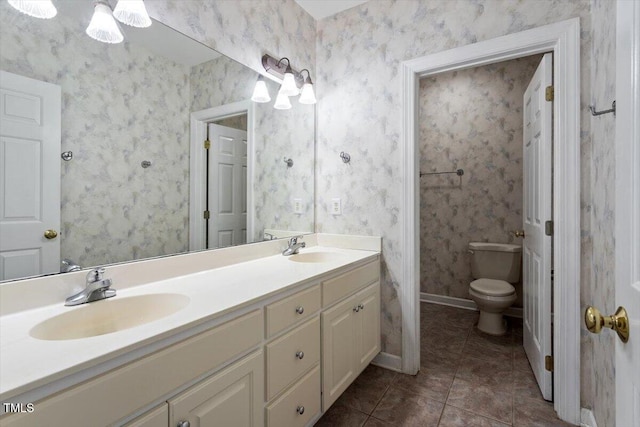 8415 Meadow View Ln, Bahama, NC 27503 - bathroom featuring double vanity and tile patterned floors