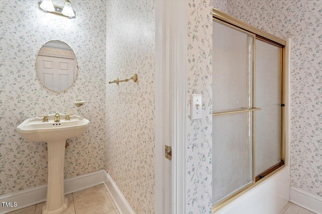 8415 Meadow View Ln, Bahama, NC 27503 - full bath with tile patterned flooring and wallpapered walls