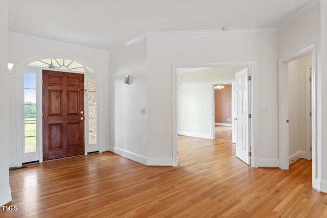 8415 Meadow View Ln, Bahama, NC 27503 - foyer entrance with light wood-style floors and ornamental molding