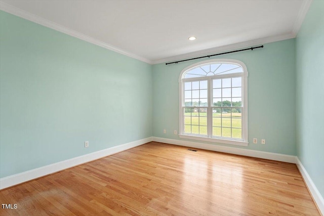 8415 Meadow View Ln, Bahama, NC 27503 - spare room with ornamental molding, wood finished floors, and recessed lighting