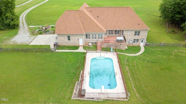 8415 Meadow View Ln, Bahama, NC 27503 - view from above of property featuring a pool area