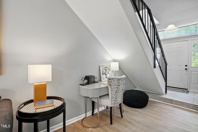 7708 Falcon Rest Cir, Raleigh, NC 27615 - home office with wood finished floors and baseboards