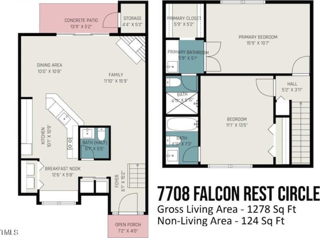 7708 Falcon Rest Cir, Raleigh, NC 27615 - view of property floor plan