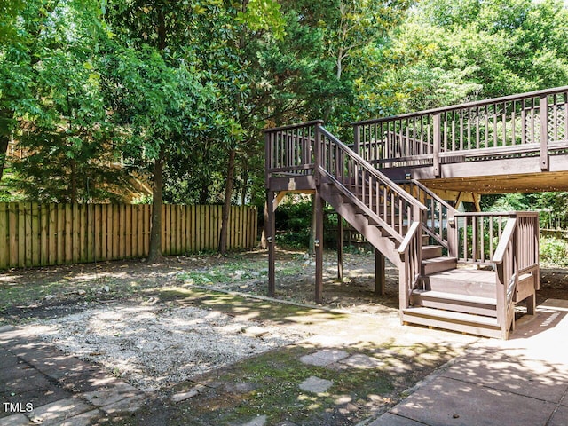 907 W Johnson St, Raleigh, NC 27605 - view of yard with a wooden deck and stairway