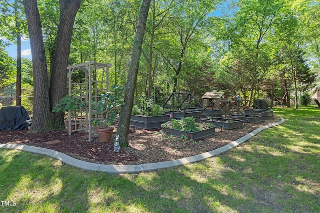 102 Sevendales Dr, Goldsboro, NC 27534 - view of grassy yard featuring a vegetable garden