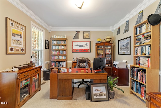 102 Sevendales Dr, Goldsboro, NC 27534 - office area with ornamental molding and carpet floors