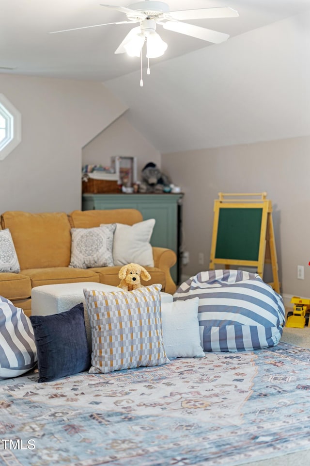 102 Sevendales Dr, Goldsboro, NC 27534 - bedroom with vaulted ceiling and a ceiling fan