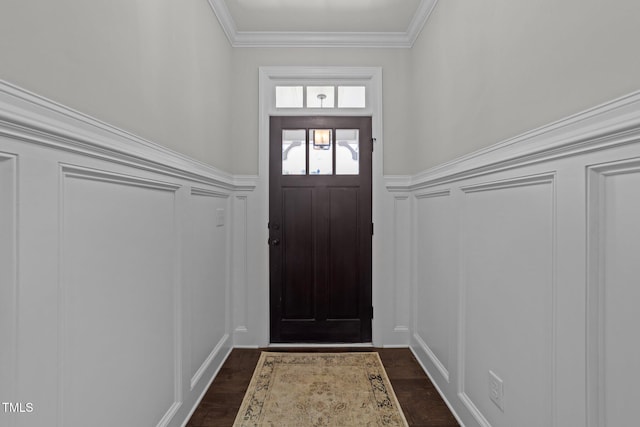 427 Cedar Pond Ct, Knightdale, NC 27545 - entryway with a decorative wall, a wainscoted wall, and ornamental molding
