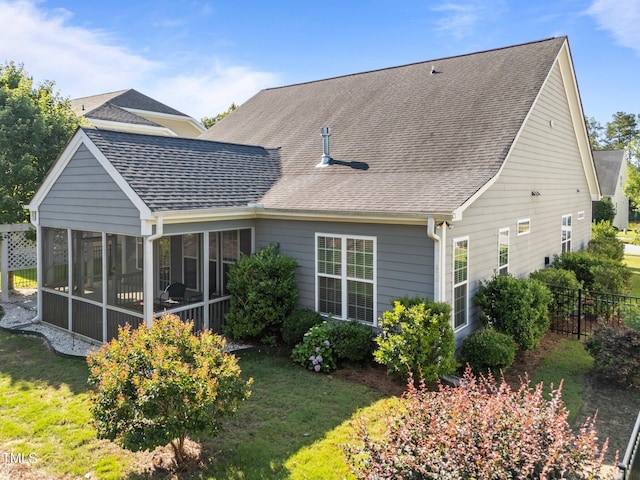 427 Cedar Pond Ct, Knightdale, NC 27545 - back of house with a sunroom and a shingled roof