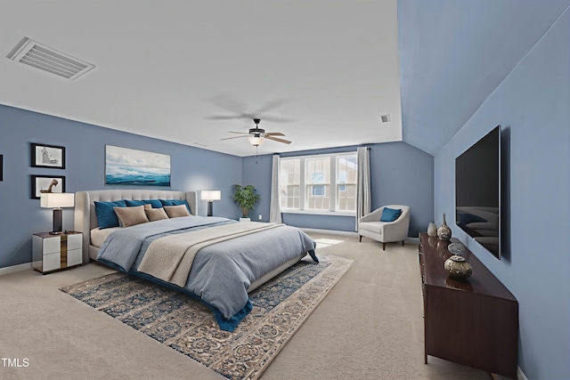 427 Cedar Pond Ct, Knightdale, NC 27545 - bedroom with carpet flooring, a ceiling fan, and vaulted ceiling