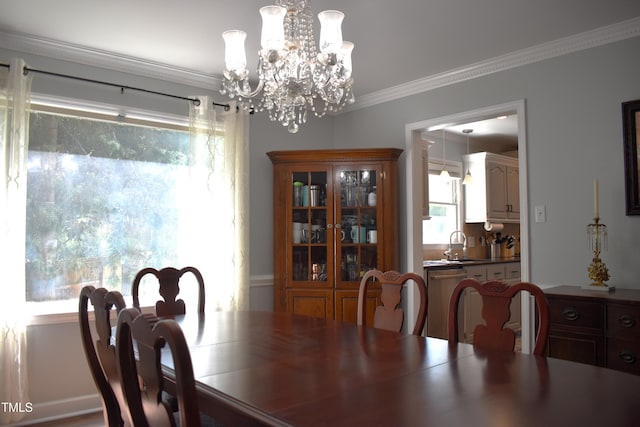 408 Greenfern Ct, Burlington, NC 27215 - dining space featuring a chandelier and crown molding