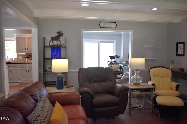 408 Greenfern Ct, Burlington, NC 27215 - living area with crown molding, recessed lighting, and wood finished floors