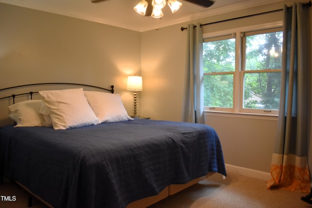 408 Greenfern Ct, Burlington, NC 27215 - carpeted bedroom with multiple windows, crown molding, and ceiling fan
