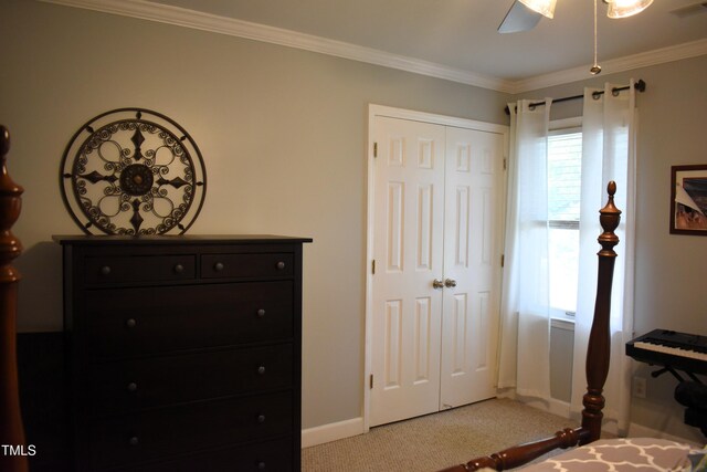 408 Greenfern Ct, Burlington, NC 27215 - carpeted bedroom with ornamental molding and a closet