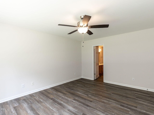 381 Gray Ghost Ln, Benson, NC 27504 - empty room with a ceiling fan and dark wood finished floors