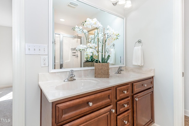 1148 Dexter Ridge Dr, Holly Springs, NC 27540 - bathroom with double vanity and a stall shower
