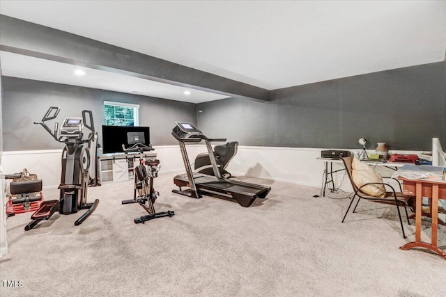 728 Opposition Way, Wake Forest, NC 27587 - workout area featuring carpet floors and recessed lighting