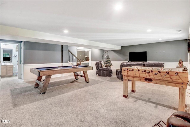 728 Opposition Way, Wake Forest, NC 27587 - playroom featuring carpet floors, billiards table, and recessed lighting
