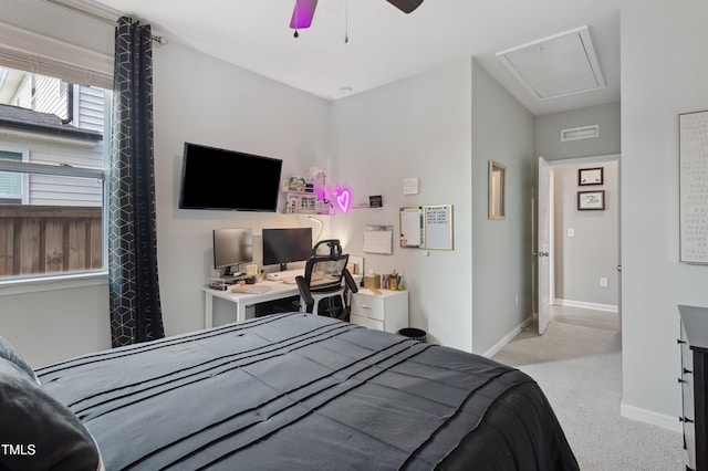 1104 Briar Gate Dr, Holly Springs, NC 27540 - carpeted bedroom featuring attic access and ceiling fan