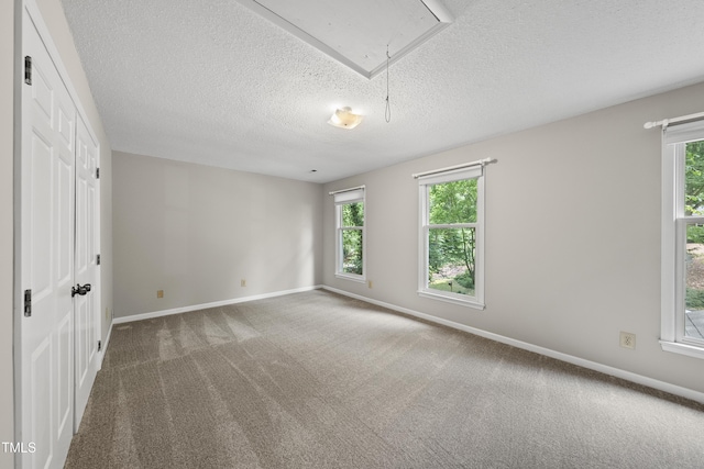 3517 Eden Croft Dr, Raleigh, NC 27612 - unfurnished bedroom featuring attic access, a textured ceiling, multiple windows, and carpet