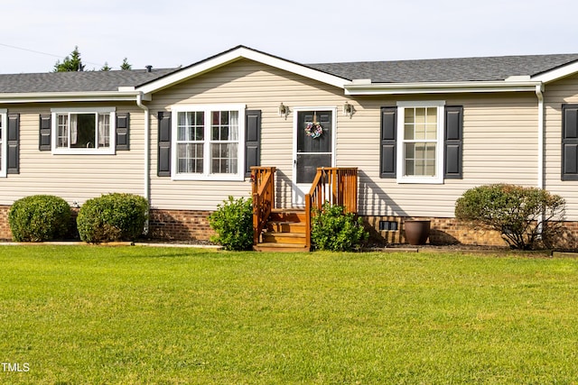 764 Olivers Grove Rd, Four Oaks, NC 27524 - view of front of home with a front lawn, roof with shingles, and crawl space
